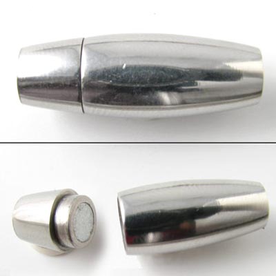 Magnetic jewelry clasp, steel, oval with cap, 6mm