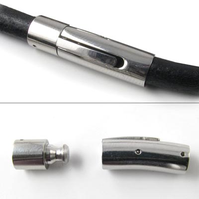 Bayonet clasp, stainless steel, curved, glue-in end 7mm.