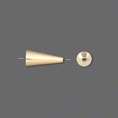 Gilded brass, cone bead cap, 5,5x12,5mm, 4pcs.