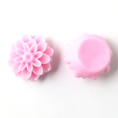 Resin dahlia, pink, 16x8mm, 2pcs.