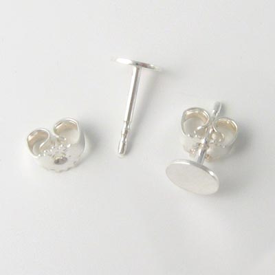 Earstuds with flat pad, sterling silver, 11x4x1mm, 2pcs