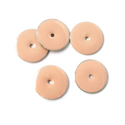 Enamel charm, powder-tinted coin w. hole in the middle, 12mm, 4pcs.