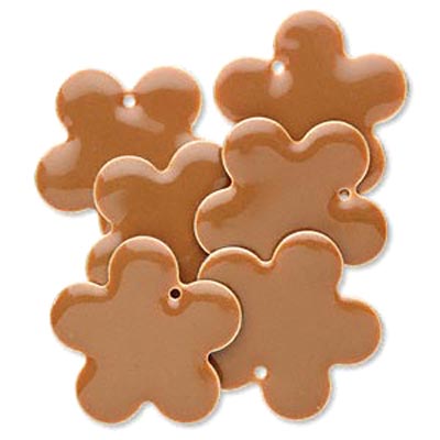 Enamel charm, large brown flower, 27mm, 2pcs.
