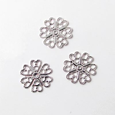 Silhouette-charm, clover w. eye, 14mm, 10pcs.