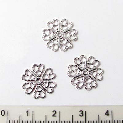 Silhouette-charm, clover w. eye, 14mm, 10pcs.