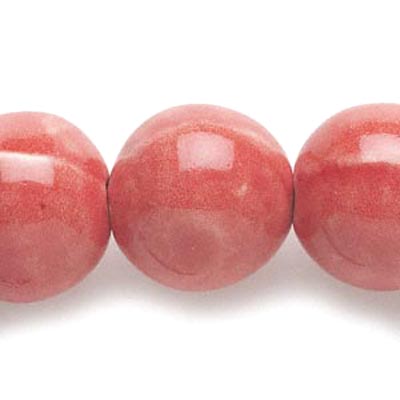 Ceramic beads, coral red, round, ca. 19mm, 2pcs.