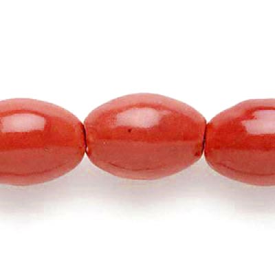 Ceramic beads, oval, round, red, 17x14mm, 2pcs.
