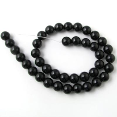 Candy jade, entire strand of beads, 39pcs., black, 10mm.