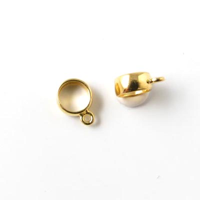 Ring/spacer bead, round with eye, gilded silver, inner hole diameter 6,5mm, 1pc.