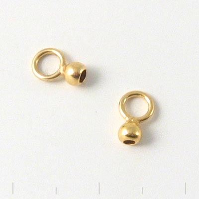 Crimp end with large eye, closed, gilded, 3mm, 2pcs.