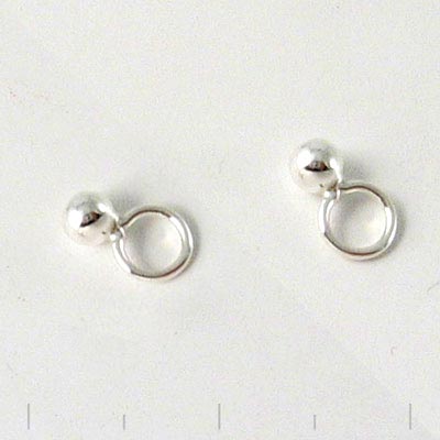 Crimp end, silver, with large closed eye, silver, 3mm., 2pcs.