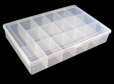 Organizer box for beads with 17 compartments, 27x18x4.5cm, 1pc.