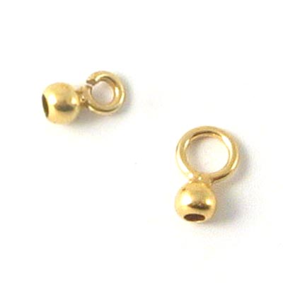 Crimp end, set, gilded sterling silver, large and small eye, 3mm, 2pcs.