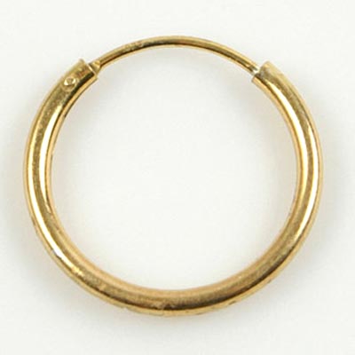 Hinged hoop earring, gilded, 16x1.3mm, 2pcs.