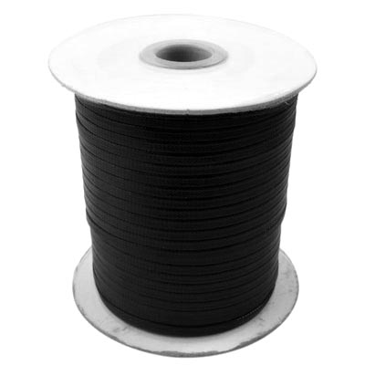Waxed cotton cord, broad, flat, black, 4mm, full spool, 85m