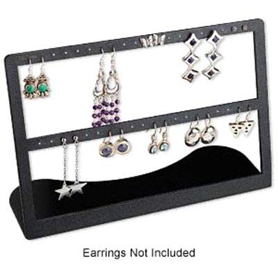 Jewelry display, black acrylic, 2 rows, 230x150x85mm