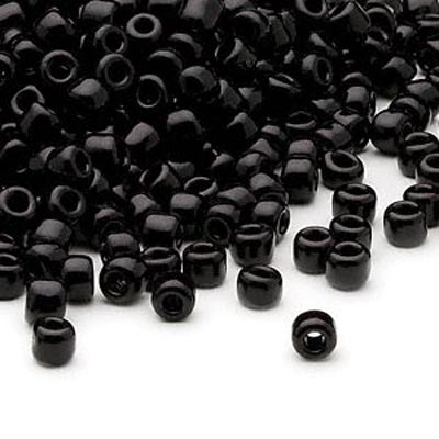 Glass bead, seed bead (8/0), black, 3x2mm, 40 gr.
