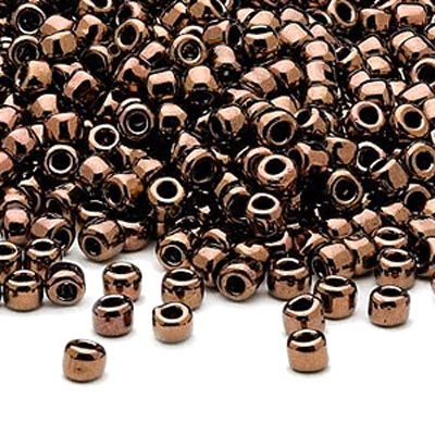 Glass bead, seed bead (8/0), bronze, 3x2mm, 40 grams/ca. 700pcs.