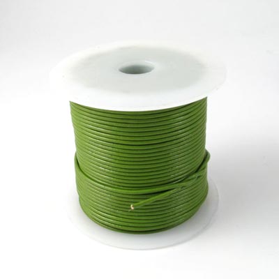 Leather cord, army green, 1mm, 2m