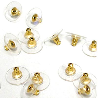 Rubber earnuts for earstuds, with 10mm transparent plastic disk, 6pcs