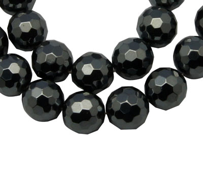Hematite, round, faceted, 3mm, 20pcs