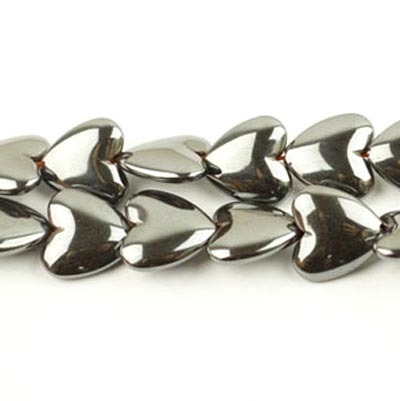 Hematite, heart, 6mm, 6pcs.