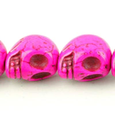 Pressed turquoise, pink skull, 18x14mm, 2pc.