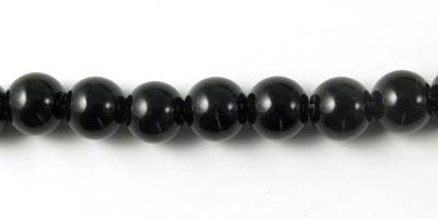 Onyx bead, entire strand of beads, black, round, 6mm, 65pcs.
