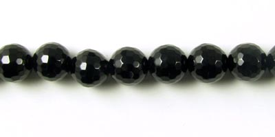 Onyx bead, entire strand of beads, black, facetted, round, 8mm, 46pcs