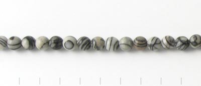 Zebra jasper, entire strand of beads, round bead, grey marbled, 4mm, 94pcs.