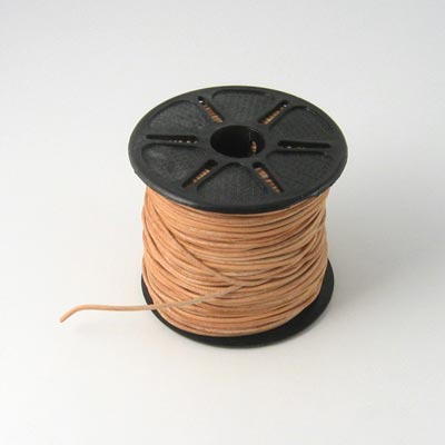 Leather cord, complete reel, natural (undyed), 2mm, 25m