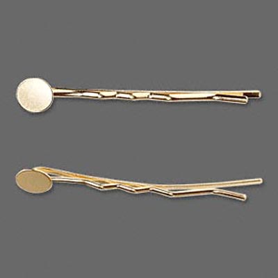 Hairpin with flat 10mm pad, gilded, 63mm, 1pcs.