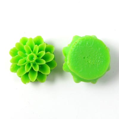 Resin dahlia, light green, 16x8mm, 2pcs.