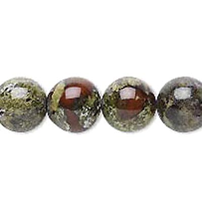 Dragon blood Jasper, green with reddish marbling, round, 4mm, 10pcs