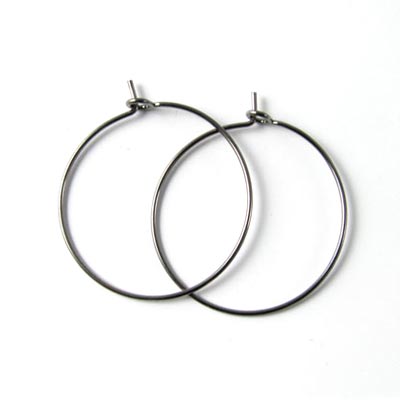 Hoop earring, oxidised brass, 25x0.7mm, 6pcs.