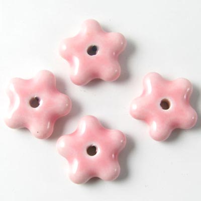 Ceramic star, simple, pink, 15mm, 2pcs.