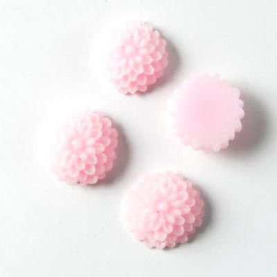 Resin, small dahlia, pink, 10x5mm, 4pcs.