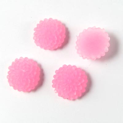 Resin, small dahlia, frosted, pink, 10x5mm, 4pcs.