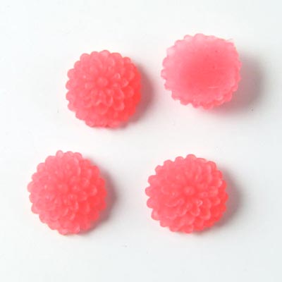 Resin, small dahlia, frosted, coral-red, 10x5mm, 4pcs.