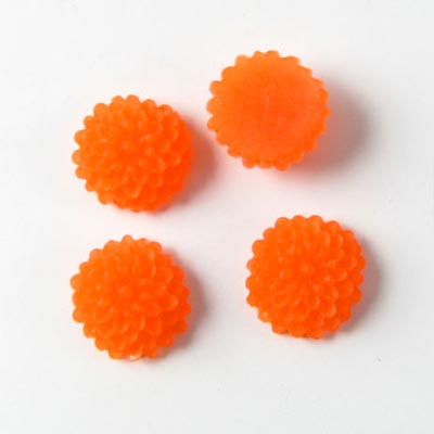 Resin, small dahlia, frosted, orange, 10x5mm, 4pcs.