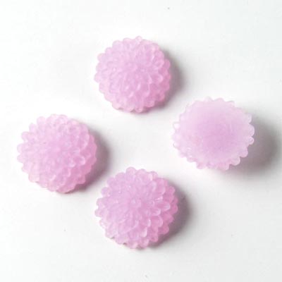 Resin, small dahlia, frosted, pale purple, 10x5mm,4pcs.