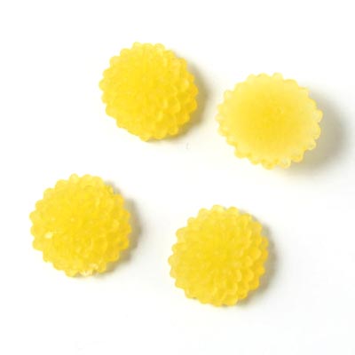 Resin, small dahlia, frosted, yellow, 10x5mm, 4pcs.