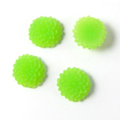 Resin, small dahlia, frosted, green, 10x5mm, 4pcs.