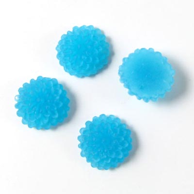 Resin, small dahlia, frosted, blue, 10x5mm, 4pcs.