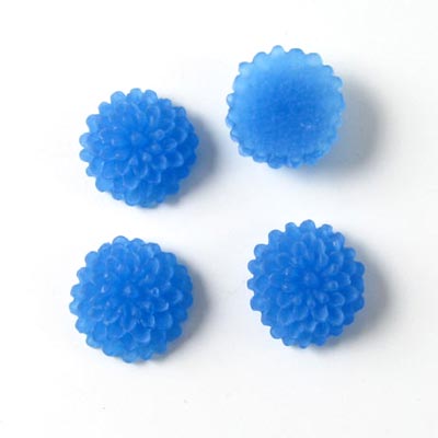 Resin, small dahlia, frosted, dark blue, 10x5mm,4pcs.