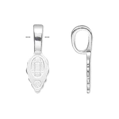 Bail, glue-on, flat base, silver-plated, 25x8mm, 1pc.