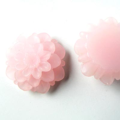 Resin dahlia, large size, frosted, pink, 20x12mm, 1pc.