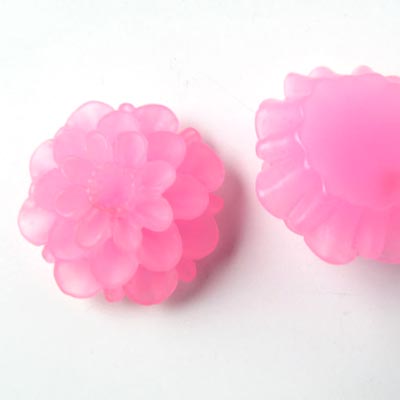 Resin dahlia, large size, frosted, pink, 20x12mm, 1pc.