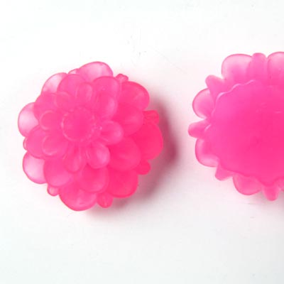 Resin dahlia, large size, frosted, dark pink, 20x12mm, 1pc.