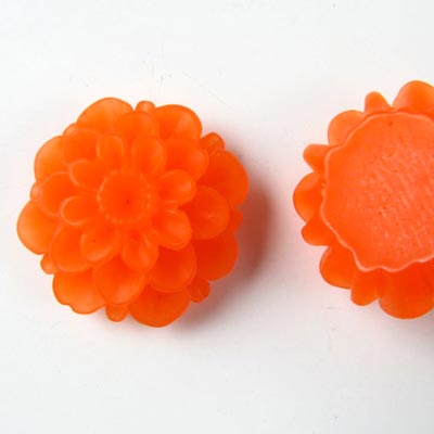 Resin dahlia, large size, frosted, orange, 20x12mm, 1pc.
